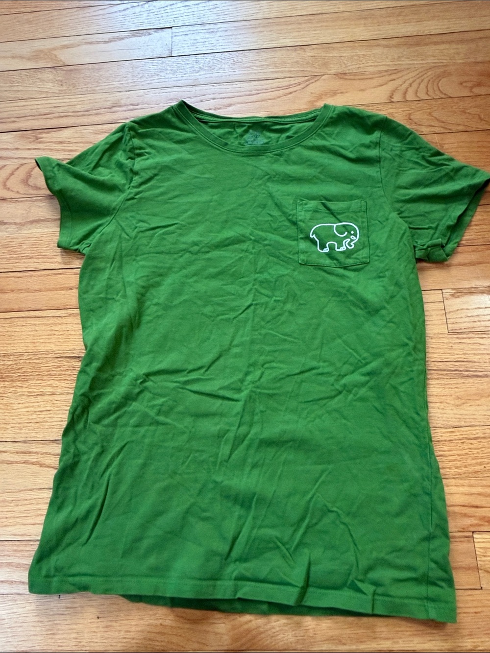 Women’s Green Pocket Tee with Elephant Graphic